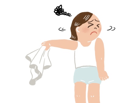 感覚過敏で服を嫌がる子2 子ども,女の子,発達障害,特別支援,療育,グレーゾーン,発達グレー,育児,手描き,やさしいのイラスト素材