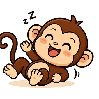 ちびキャラ風のかわいい猿