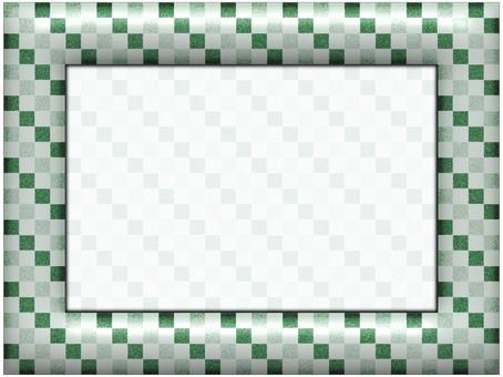 市松模様のフレ−ム　緑 市松模様,フレ−ム,ポストカード,メッセージカード,柄,パターン,和風,和柄,縁起,めでたいのイラスト素材