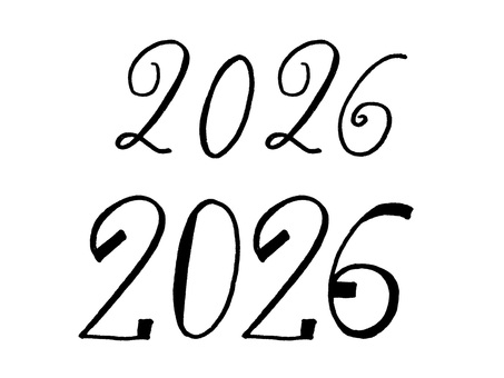 【ペン】2026 2026年,2026,数字,年賀状,文字,タイトル,テキスト,ロゴ,英語,フォントのイラスト素材
