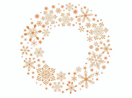 雪の結晶デザイン枠　ラウンド　赤 クリスマス,冬,背景,雪,雪の結晶,キラキラ,手描き,フレーム,光,星のイラスト素材