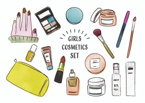 Cosmetics cosmetics girl makeup watercolor, , JPG, PNG and AI