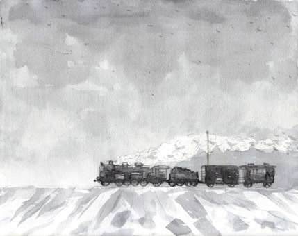 水彩畫,雪國的機車,SL,, JPG 水彩畫,雪國的機車,SL,, 機車, sl, 雪國, JPG