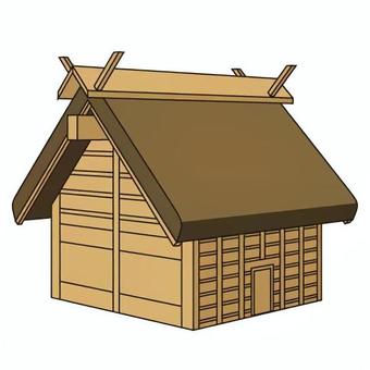 片形平地式建物 片形平地式建物 弥生時代,片形平地式建物,倉庫,柱,屋根,構造物,遺跡,歴史,考古学,文化のイラスト素材