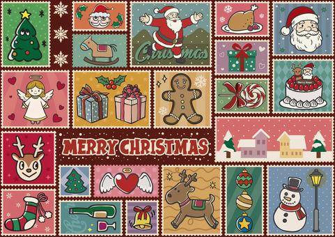 クリスマスパターン背景-2 クリスマスパターン背景-2 クリスマス,背景,12月,切手,切手風,パターン,スウォッチ,サンタ,サンタクロース,木馬のイラスト素材