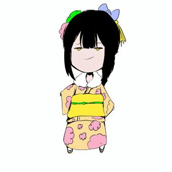 ジト目の初詣の女の子 正月,初詣,女の子,ジト目,着物のイラスト素材