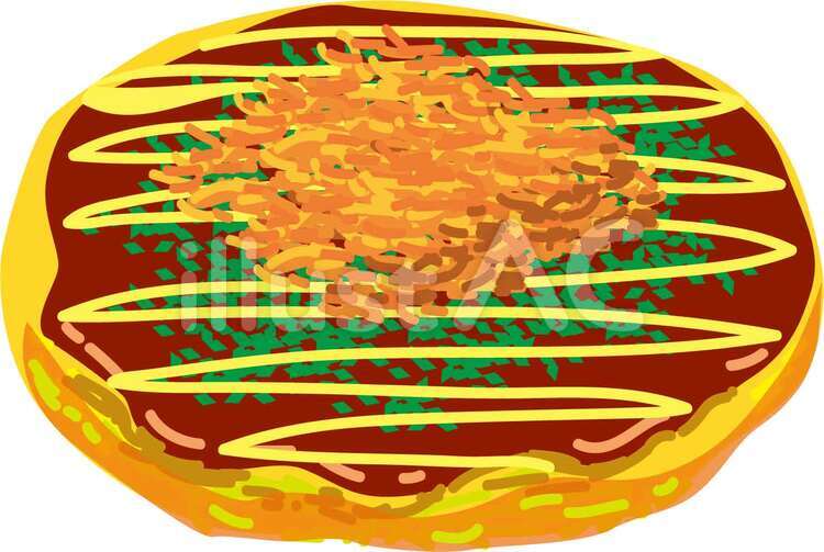 お好み焼き お好み焼き,マヨネーズ,オタフクソースのイラスト素材