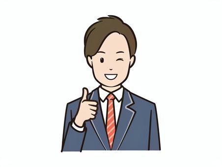 ウィンクでグッドポーズのブレザー男子学生 グッド,学生,高校生,生徒,男子学生,男子,笑顔,ウィンク,男性,男の子のイラスト素材