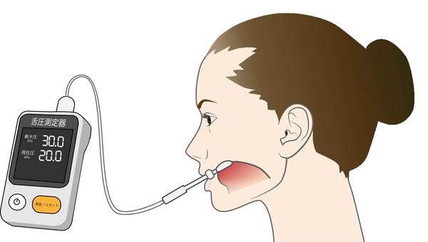 舌圧測定_女性 歯科,舌,舌圧,測定,口腔機能,女性,横顔のイラスト素材