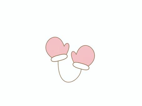 ピンクのかわいい手袋 手袋,冬,手描き,防寒,子供用,ミトンのイラスト素材
