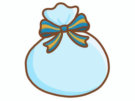 ギフト袋（冬色ブルー） ホワイトクリスマス,プレゼント,ギフト,贈り物,ラッピング,袋,包装,リボン,冬,クリスマスのイラスト素材