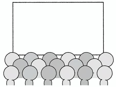 フレーム フレーム フレーム,枠,記入欄,空欄,観客,大勢,pop調,手描き,挿絵,ワンポイントのイラスト素材