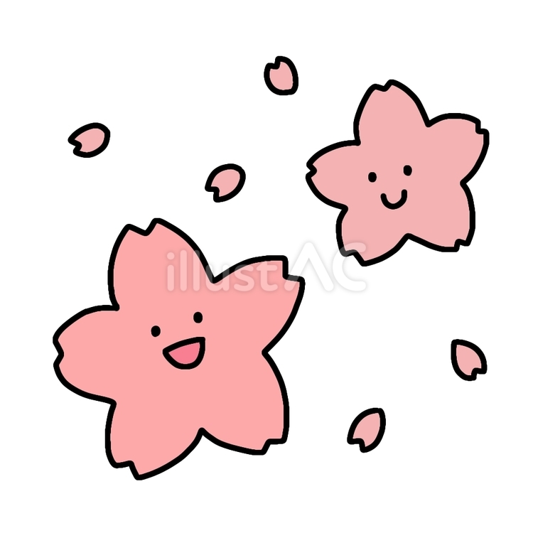 かわいい顔つきの桜さんたち（カラー2） 桜,花,春のイラスト素材
