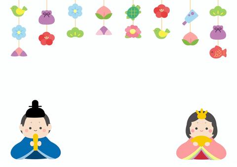 ひなまつりのお雛様と吊るし雛のフレーム4 ひなまつりのお雛様と吊るし雛のフレーム4 ひなまつり,お雛さま,つるし雛,飾り,花,桃,松,縁起物,ひな人形,桃の節句のイラスト素材