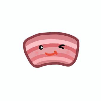 タフなベーコン ベーコン,お肉,豚肉,食べ物,加工食品,１枚,単体,ピンク色,グラデーション,シンプルのイラスト素材