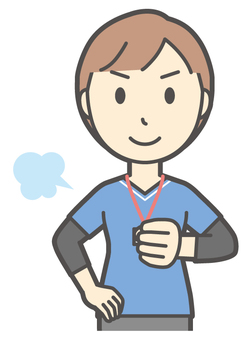  訪問看護師女性-085-バスト 任せて,訪問看護師,看護師,女性,医療,病院,介護,ナース,在宅看護,クリニックのイラスト素材