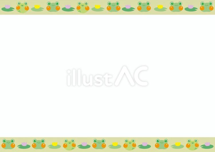 かわいいカエルフレーム ５月,６月,カエルのイラスト素材