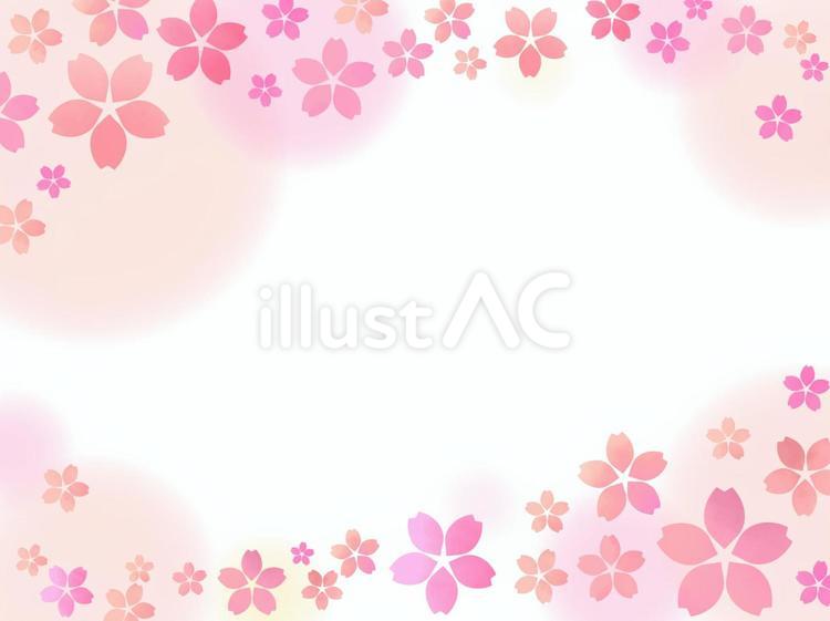 春のかわいい桜の水彩フレーム　1 桜,さくら,春のイラスト素材