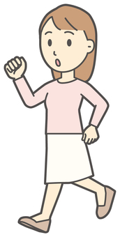  ロングヘア女性-453-全身 走る,女性,女の子,人物,かわいい,急ぐ,ランニング,運動,マラソン,ジョギングのイラスト素材