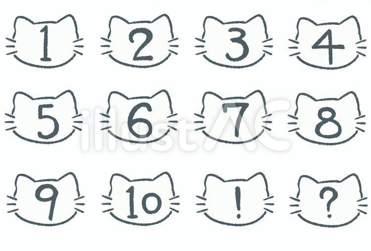 猫の顔のシルエットの数字 数字,文字,猫のイラスト素材