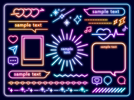 ネオングラデあしらいセット あしらい,セット,デコ素材のイラスト素材