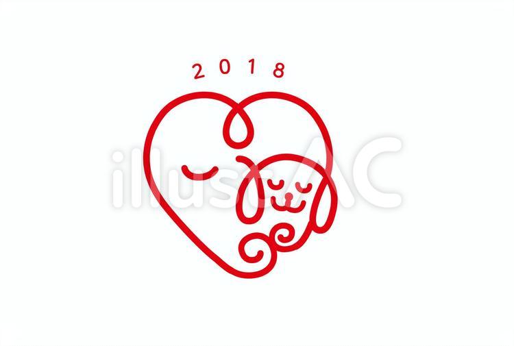 年賀状戌優しい気持ち03 年賀状,戌,アイコンのイラスト素材