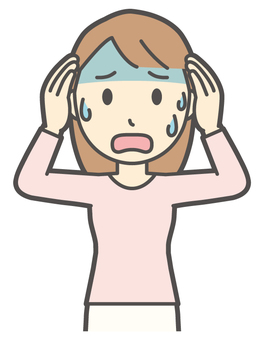  ロングヘア女性-039-バスト 慌てる,女性,女の子,人物,かわいい,心配,失敗,焦る,怖い,困るのイラスト素材