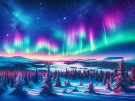 Illustration, moving, aurora, beautiful, 