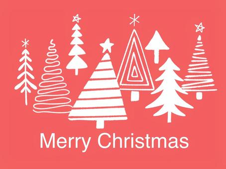 手描き風クリスマスツリー 冬,クリスマス,ツリー,木,森,樹木,植物,自然,雪,雪景色のイラスト素材