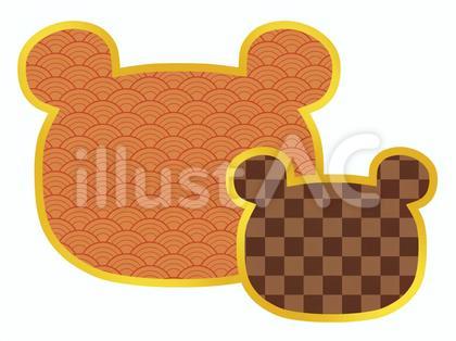 オレンジ色の和柄のクマさん
