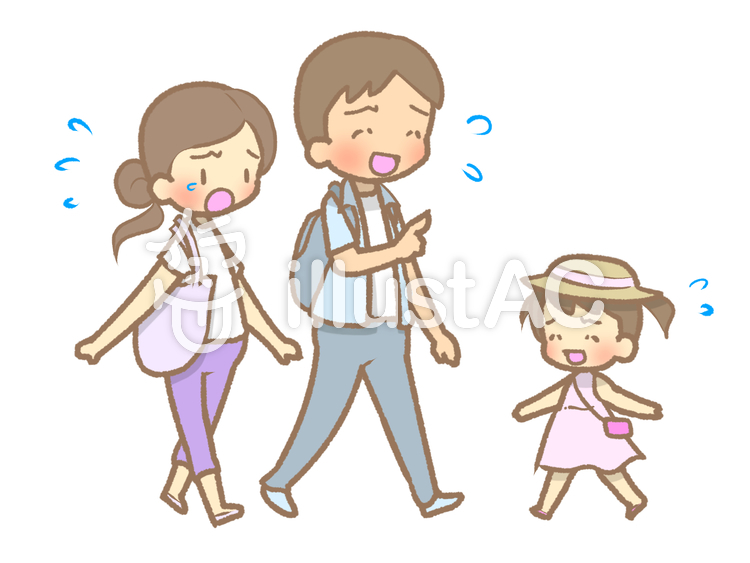 半袖-外出-再会210606 家族,外出,迷子のイラスト素材
