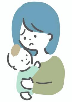 育児に悩む女性 女性,育児,子育て,悩み,子供,困る,母親,赤ちゃん,愛情,キッズのイラスト素材