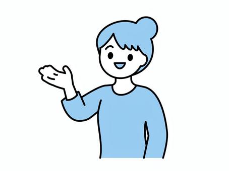 案内をする・手で示す女性03 人物,女性,若者,主婦,社会人,社員,派遣社員,バイト,案内,提案のイラスト素材