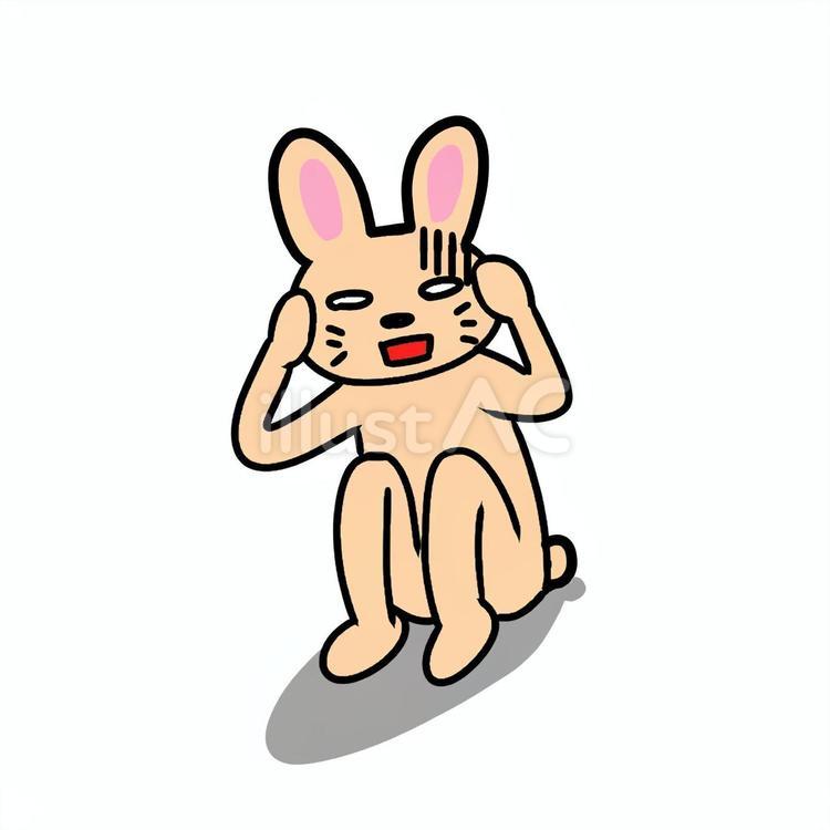 頭を抱えてかがむうさぎ うさぎ,動物,キャラのイラスト素材