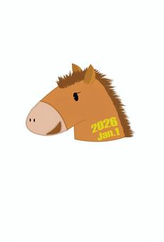 2026_年賀状22 2026,令和8年,干支,年賀状,午年,午,馬,仔馬,かわいい,笑顔のイラスト素材