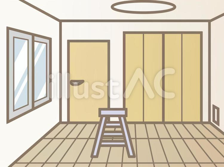 集合住宅の洋室-脚立210330 フローリング,部屋,脚立のイラスト素材