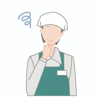 悩む三角巾にエプロン姿の若い女性 悩む三角巾にエプロン姿の若い女性 人,悩む,女性,従業員,三角巾,エプロン,パート,アルバイト,若い,上半身のイラスト素材