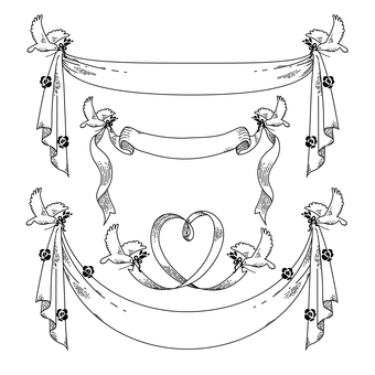 Illustration, ribbon, dove, bird, 