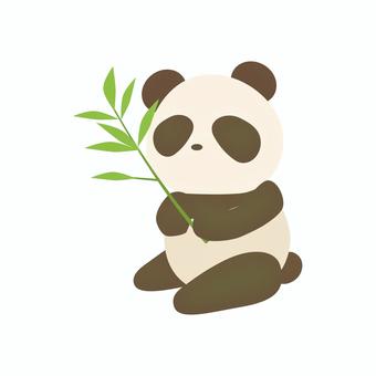 パンダ パンダ,笹,動物園,シンプル,ポップ,かわいい,ゆるかわ,生き物,座るのイラスト素材