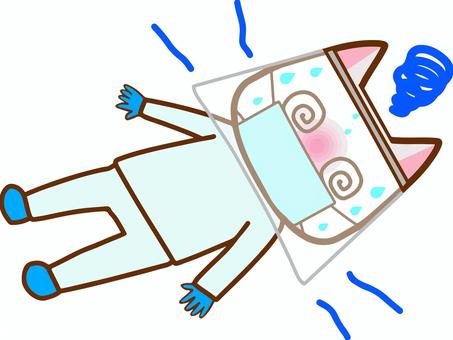 フェイスシールド熱中症猫 フェイスシールド熱中症猫 フェイスシールド,マスク,猫のイラスト素材