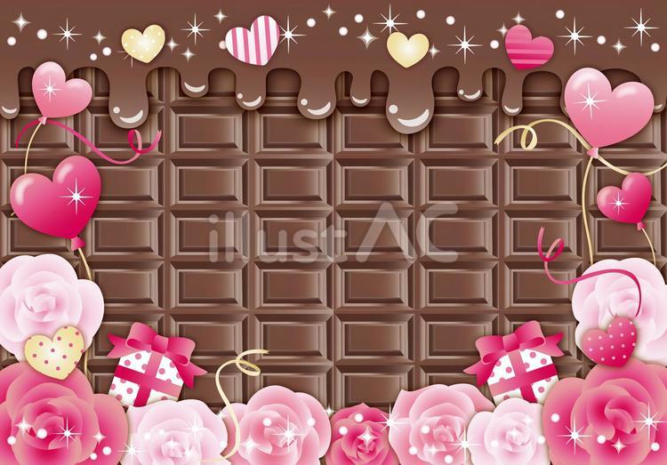 とろーりチョコとバラのフレーム バレンタイン,チョコレート,ハートのイラスト素材