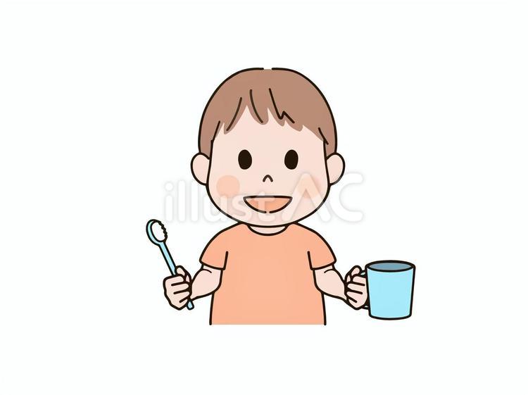 歯磨きをする子供 子供,園児,幼児のイラスト素材