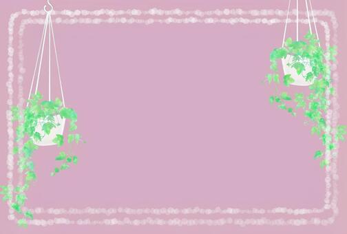 アイビーのハンギングポットとフレーム アイビー,鉢,カバー,ハンギング,ポット,フレーム,枠,シームレス,デザイン,デコレーションのイラスト素材