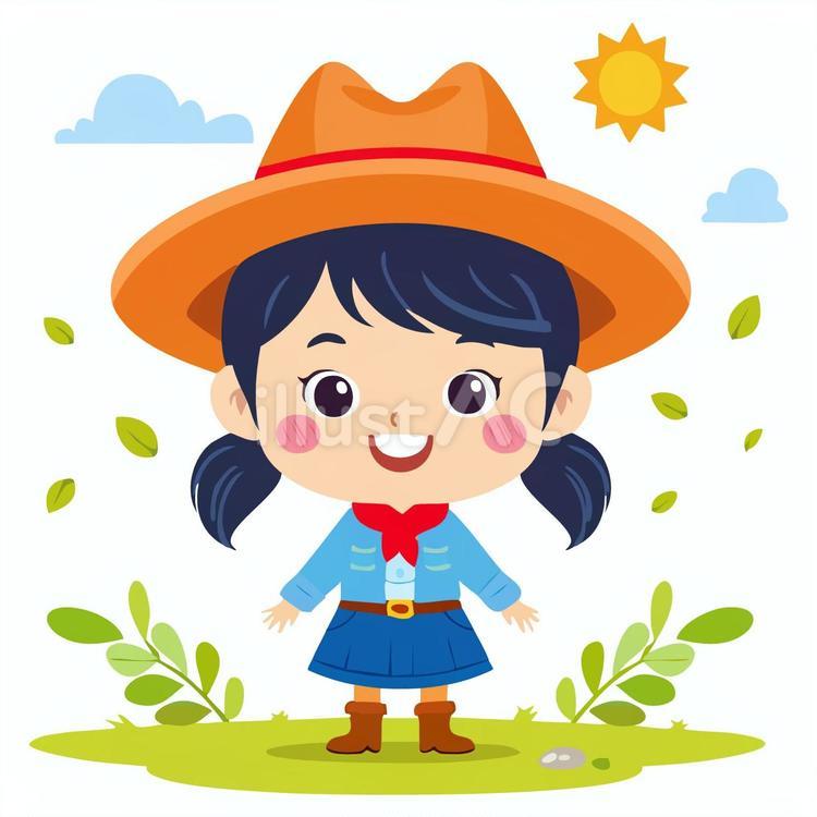 帽子をかぶった女の子 帽子,笑顔,子供のイラスト素材