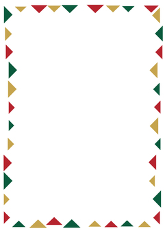 #3416クリスマス三角フレーム クリスマス,フレーム,枠,背景,三角,パターン,赤,緑,ゴールド,クリスマスカラーのイラスト素材