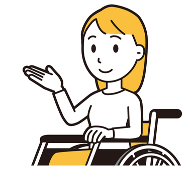  ロングヘア女性(黄)-299-バスト 車いす,女性,女の子,人物,かわいい,障害者,車椅子,手かざし,こちら,どうぞのイラスト素材