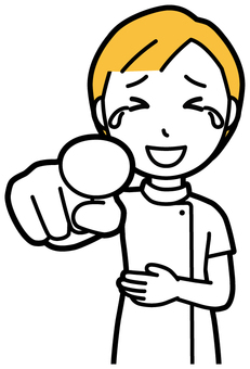  理学療法士女(黄)-118-バスト 指さす,理学療法士,整体師,白衣,医療,病院,柔道整復師,カイロプラクティック,鍼灸師,マッサージ師のイラスト素材