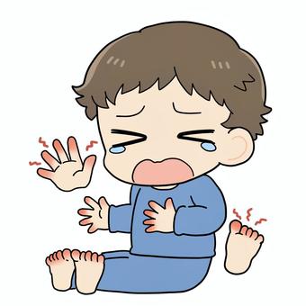 子どもとしもやけ（乳幼児） しもやけ,乳幼児,幼児,子ども,手荒れ,手,足,冬,赤ちゃん,泣くのイラスト素材
