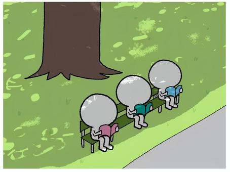 木陰で読書 シルエット,読書,本,勉強,学び,木,影,お知らせ用,宣伝用,pop調のイラスト素材