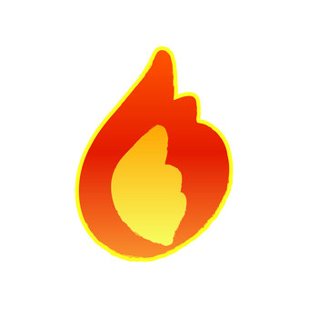 かわいい炎のイラスト／火のアイコン 炎,火,燃える,アイコン,オレンジ色,熱中,熱気,黄色,火炎,挿絵のイラスト素材